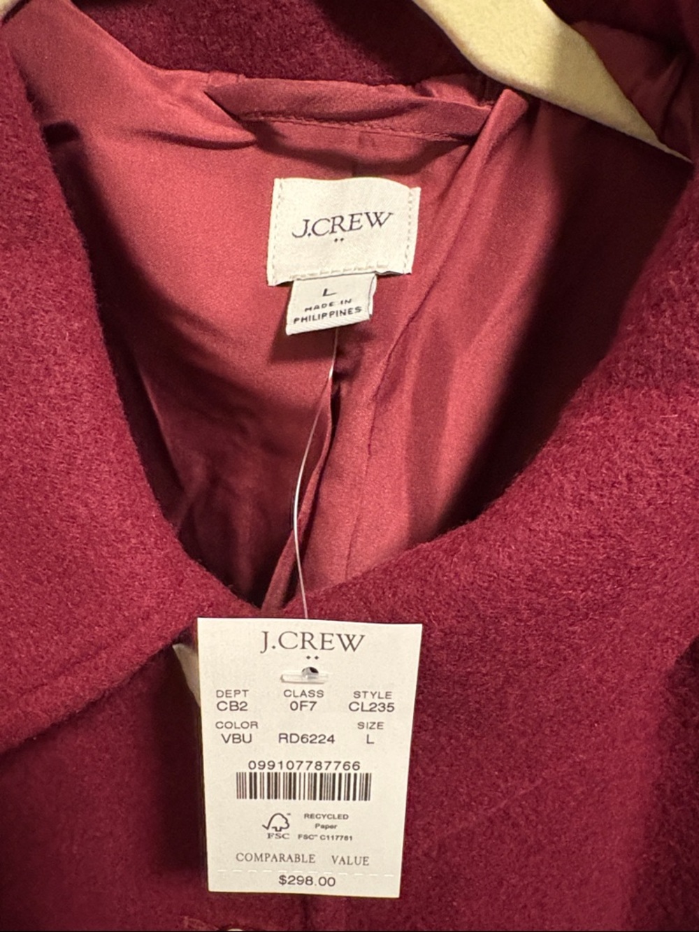 J. Crew Deep Berry Wool Button Jacket - Picture 2 of 9